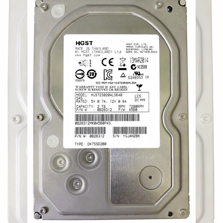 [HUS723020ALS640] Жесткий Диск Hitachi 2tb Sas 3,5" Hus723020als640