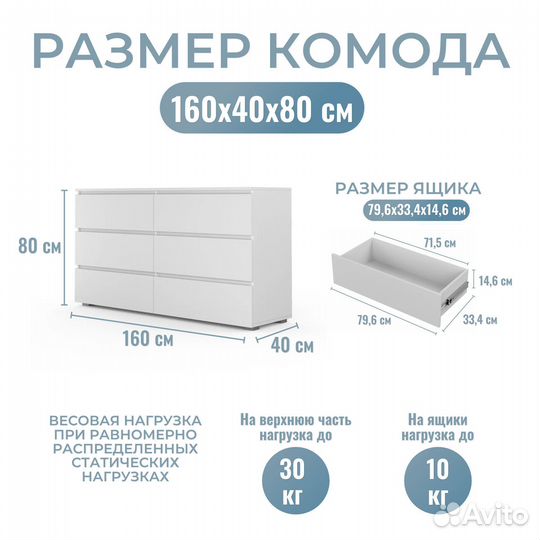Комод белый Денвер 160 см (аналог икеа)