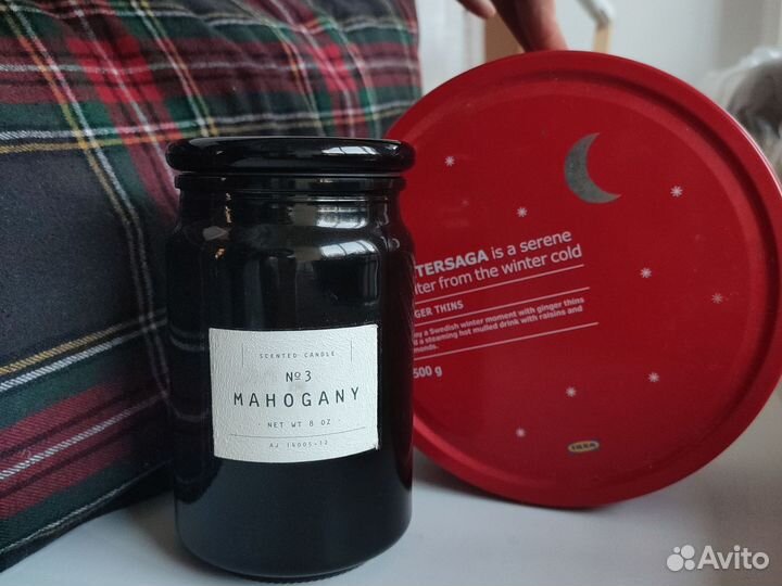 Свеча H&M Home #3 Mahogany в черном стекле