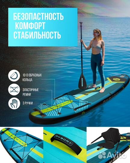 Надувная SUP-доска myboat blue/green 11' 335x84x15