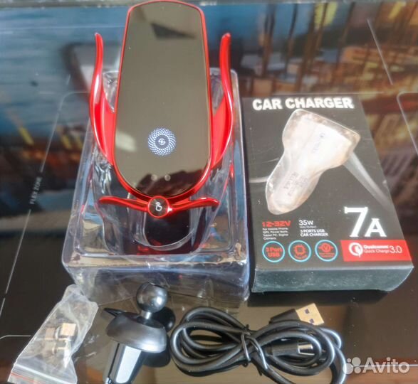 Держатель телефона в машину 3в1 быстрая зарядка QC