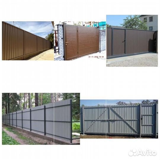 Забор из профнастила откатные ворота