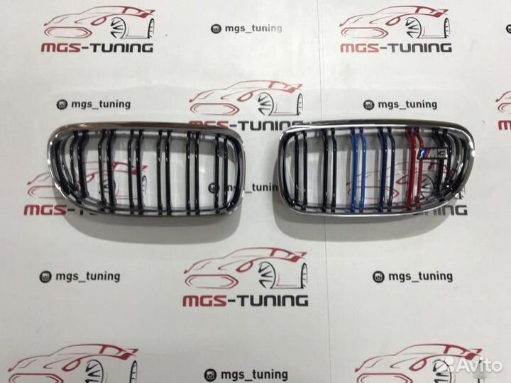 Ноздри BMW 3 серии E90 08-12 Хром + Триколор M