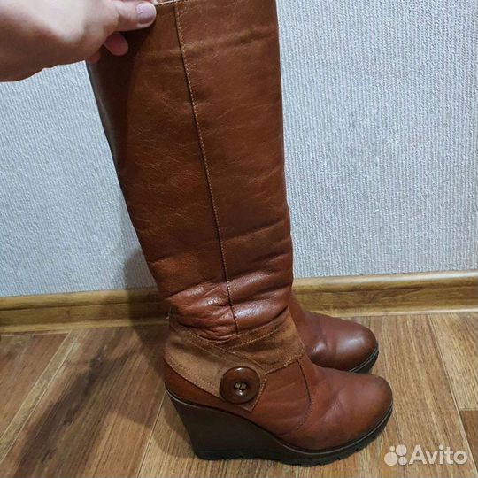 Зимние кожаные сапоги 39