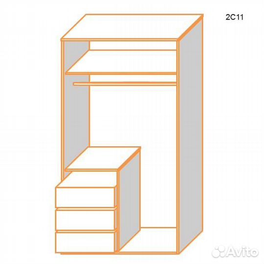 Шкаф двухстворчатый 067, деревянный