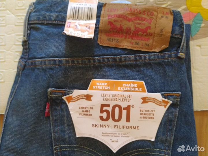 Джинсы Levis 501 Skinny Мексика (0014) W36xL34