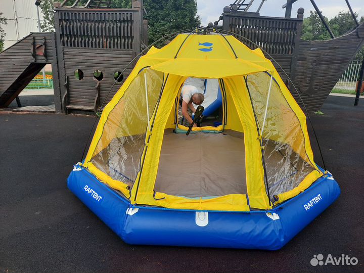 Надувной моторно-гребной плот с палаткой raftent