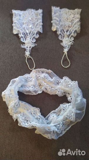 Митенки - перчатки и подвязка для невесты