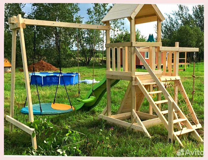 Детская игровая деревянная площадка