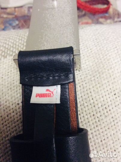 Ремень Puma из качественной натуральной кожи с акц