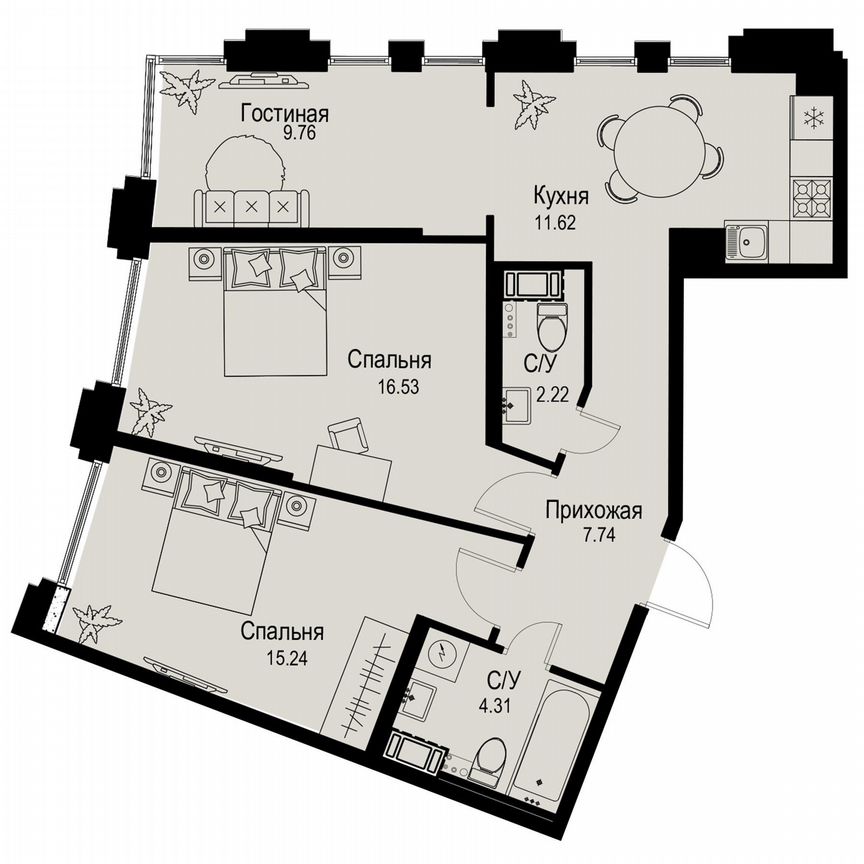 3-к. квартира, 67,4 м², 4/6 эт.