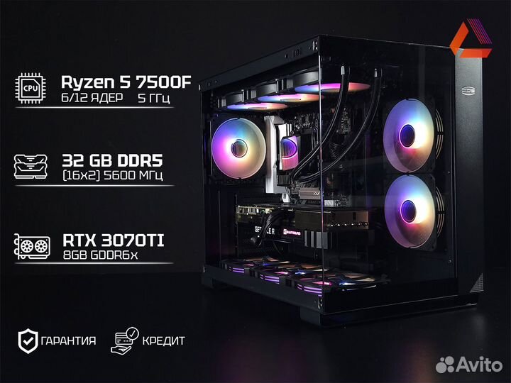 Игровой пк Ryzen 7500F, RTX 3070TI,DDR5 32GB,NVMe