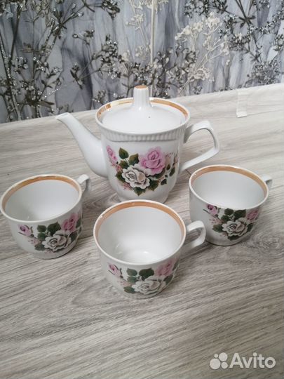 Фарфоровая посуда СССР сервиз чайный лфз