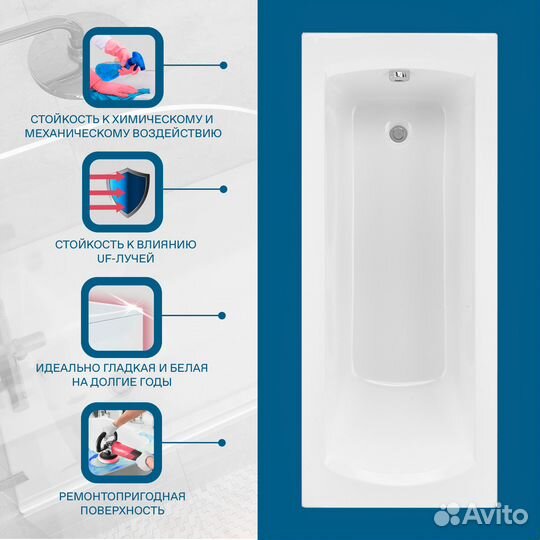 Ванна акрил 160х75 Santek Монако XL 1.WH11.1.978