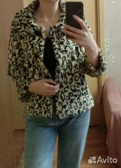 Полушубок, куртка Винтаж леопард 42 размер