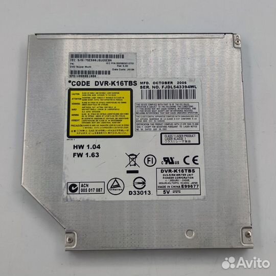 Привод DVD-RW V000061080, DVR-K16TBS, Toshiba