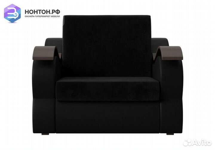 Кресло аккордеон Меркурий велюр черный / экокожа ч