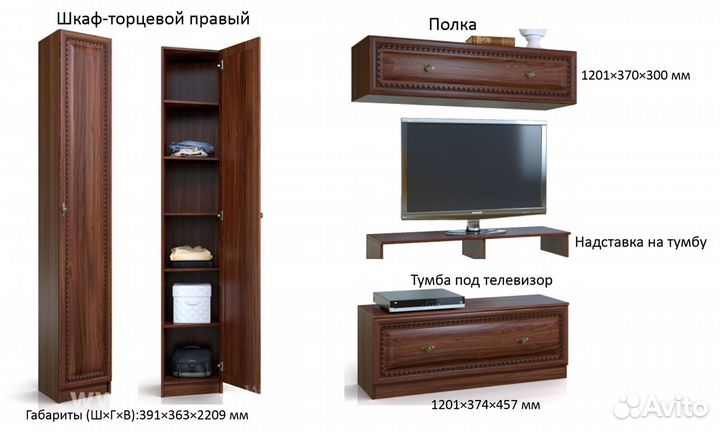 Стенка модульная неоклассика