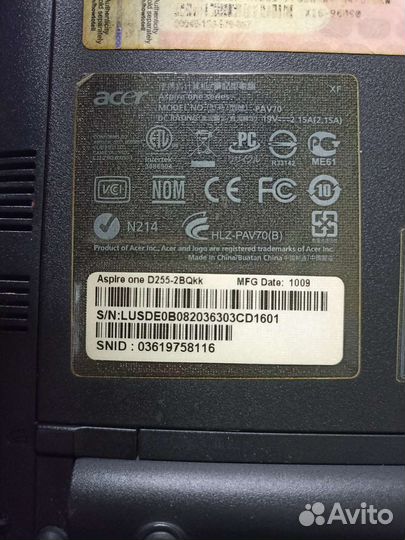 Ноутбук Acer aspire one d255