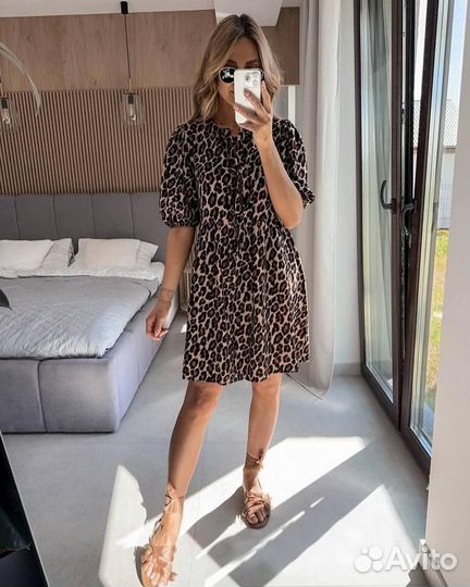 Платье женское леопард