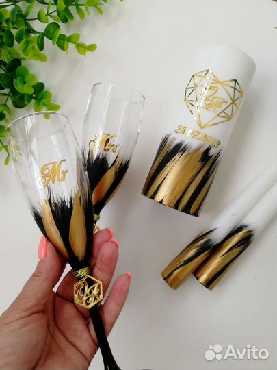 Свадебные бокалы ручной работы