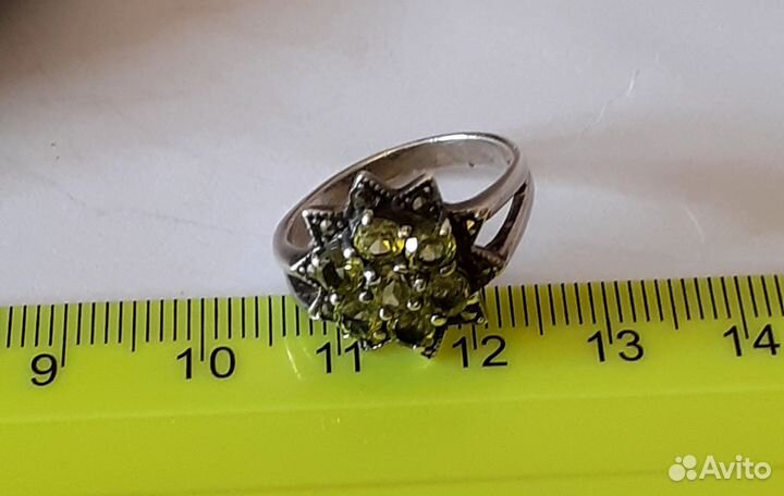 Кольцо серебро 925 проба цитрин