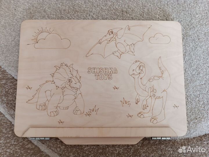 Детский деревянный ноутбук