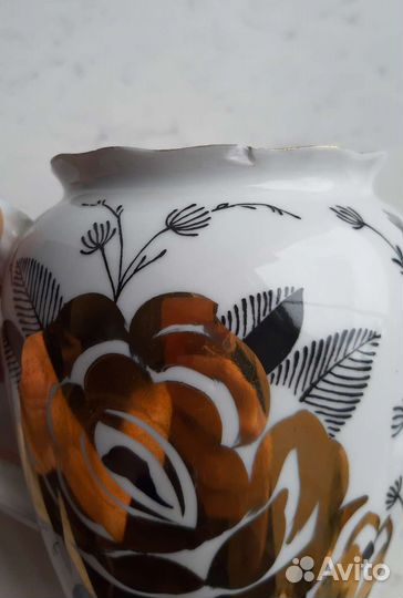 Золотая роза Вербилки кофейный чайный сервиз