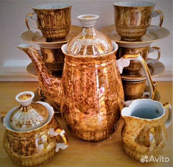 Wloclawek porc сервиз чайный золотой 1950-1960г.г