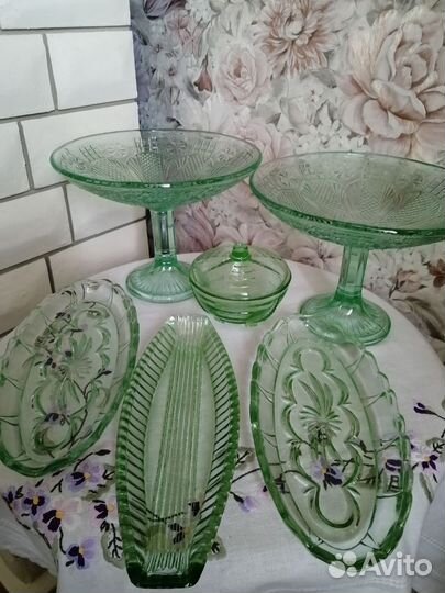 Посуда, зелёное стекло