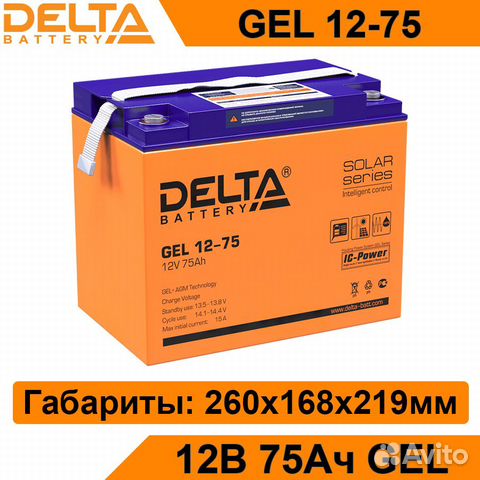 Аккумулятор Delta GEL 12-75 новый