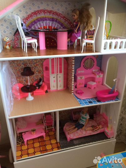 Кукольный домик для барби с мебелью