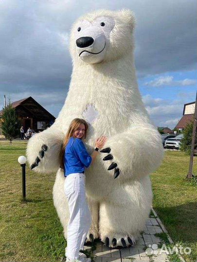 Белый медведь 3 метра поздравление. Ростовая кукла