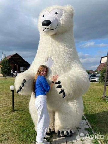 Белый медведь 3 метра поздравление. Ростовая кукла