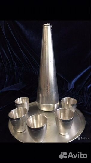 Мельхиоровый коньячный набор