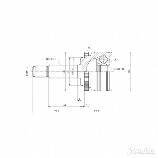 ШРУС наружный ganz GIK04047