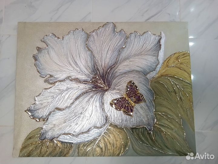 Картина маслом на холсте цветы текстурная