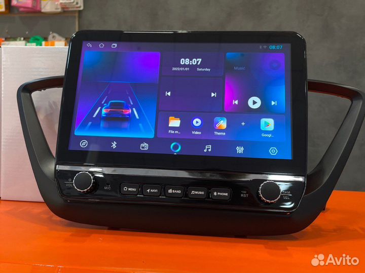 Автомагнитола в стиле тесла на Hundai Solaris