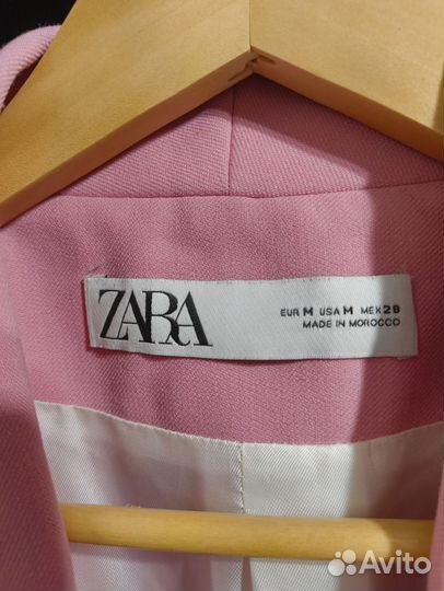 Двубортный розовый пиджак Zara