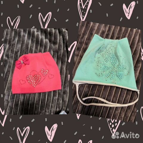 Шапочки для девочки 6-12 мес