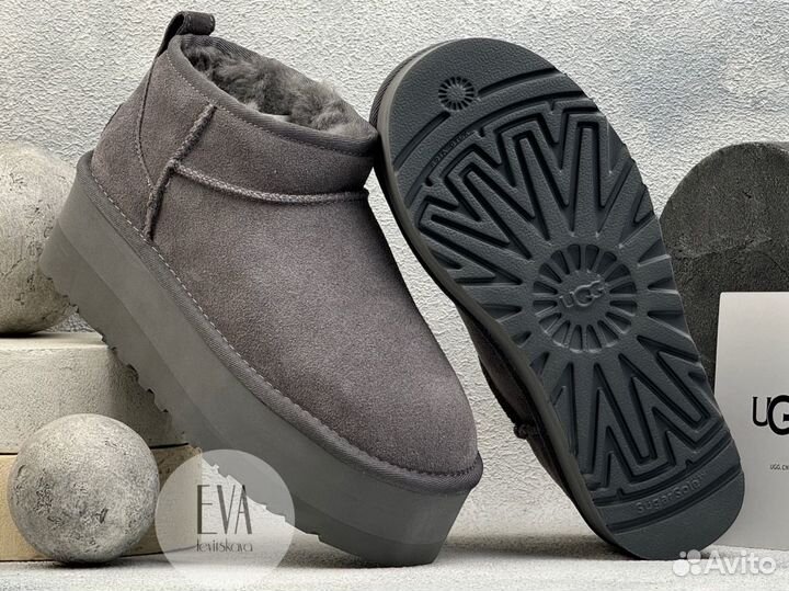 Угги женские на платформе Ugg Ultra Mini Grey