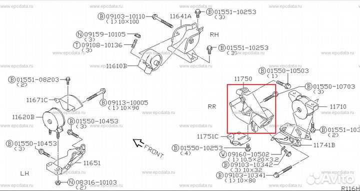 Кронштейн опоры двигателя suzuki wagon R plus MA63S K10A RR