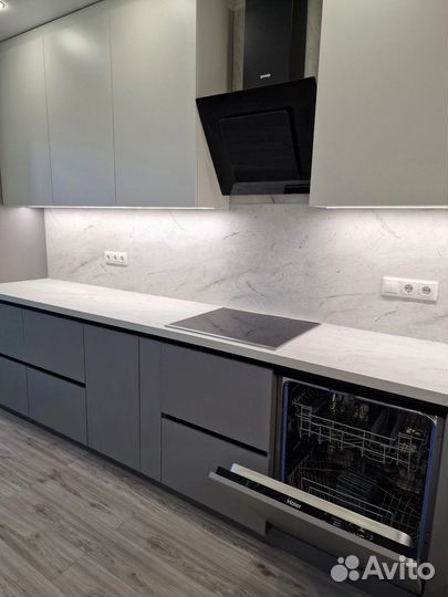 Кухня без ручек Прямая кухня