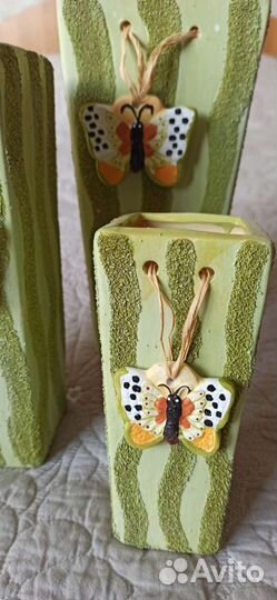 Набор из трёх ваз/кашпо, новый,керамика, Польша