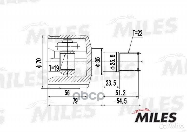 Шрус daewoo matiz 0.8 98- внутр. GA10013 Miles