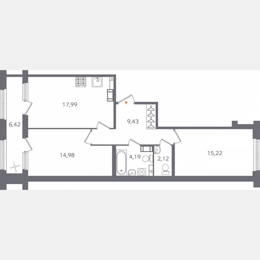 2-к. квартира, 67,1 м², 5/17 эт.