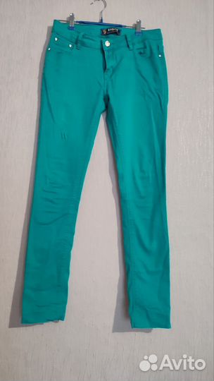 Джинсы, бу, бирюзовый цвет