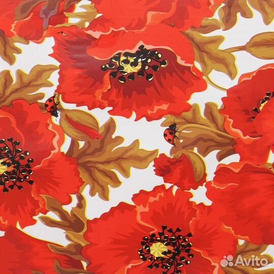 Клеёнка столовая на тканевой основе Доляна «Маки»