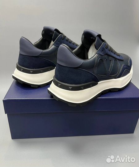 Кроссовки Belle мужские синие кожаные