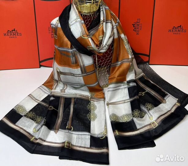 Шифоновый палантин hermes